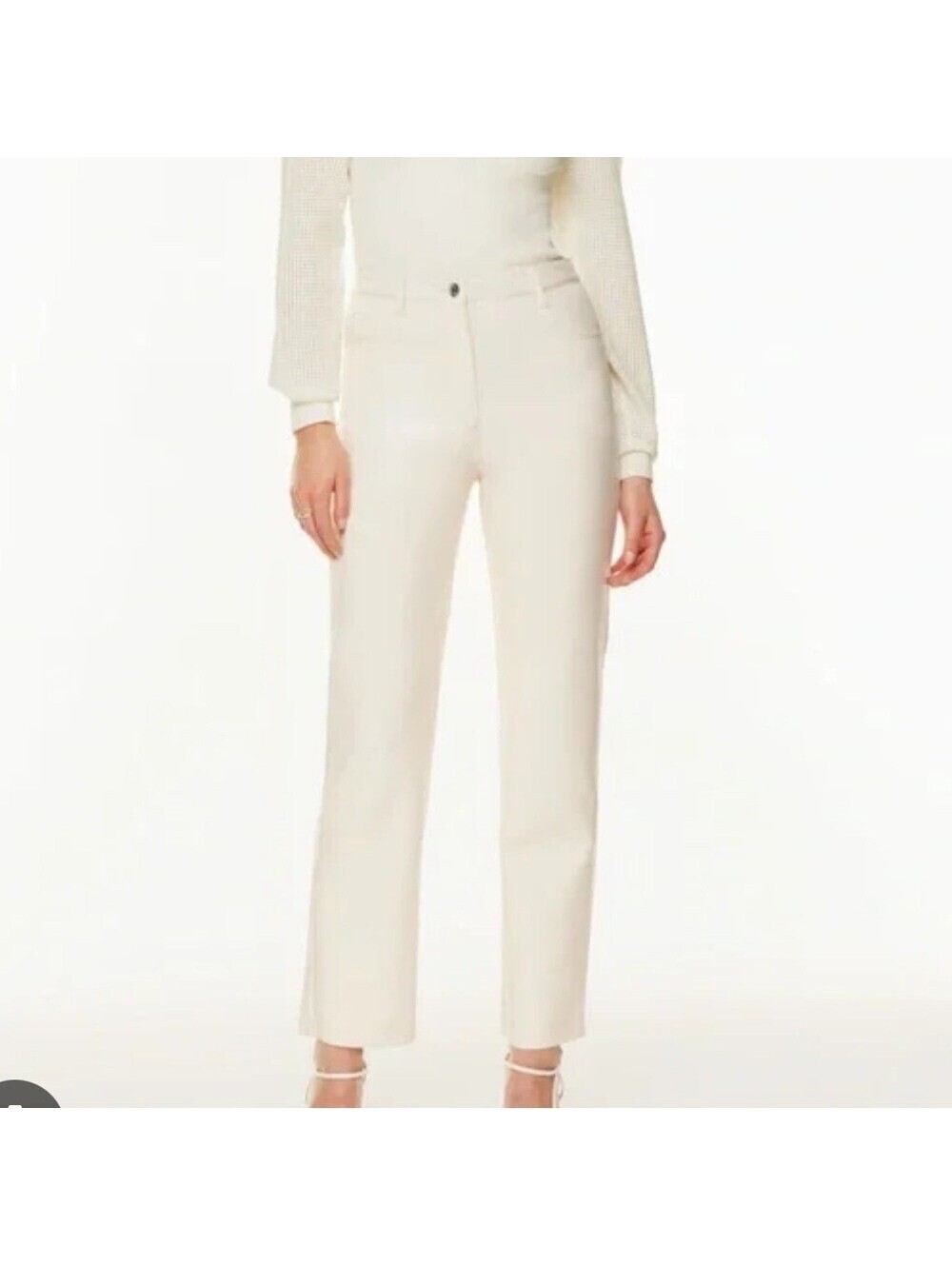 Aritzia Wilfred EUC Women's The Melina Pant Straight White Faux Vegan Leather 6